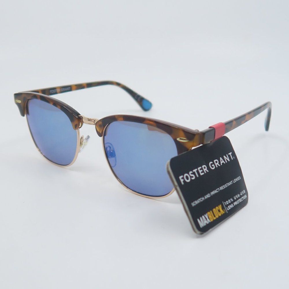 Foster Grant 39667 Brown Tortoise -Gold Metal/Blue Mirrored Lens Sunglas…